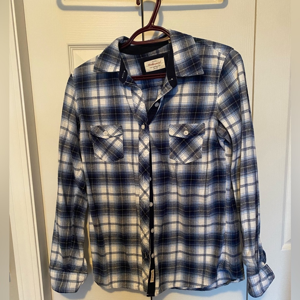 Women’s size small, blue plaid button up